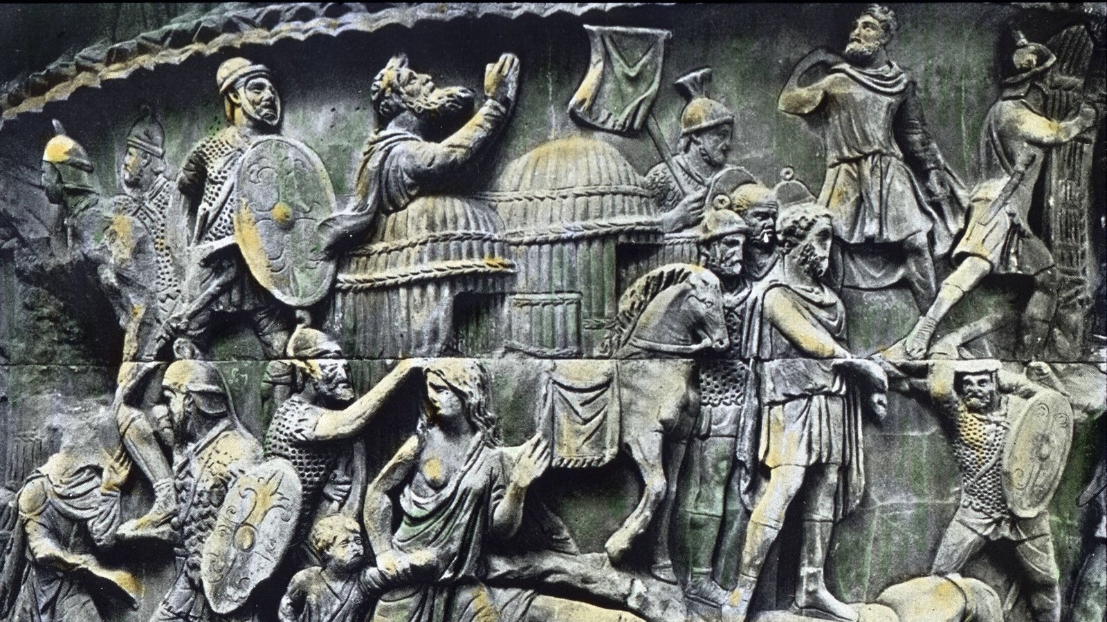 Antikes Relief mit der Darstellung eines Überfalls römischer Soldaten auf ein Dorf der Germanen.Foto: Imago/United Archives Antikes Relief mit der Darstellung eines Überfalls römischer Soldaten auf ein Dorf der Germanen.Foto: Imago/United Archives