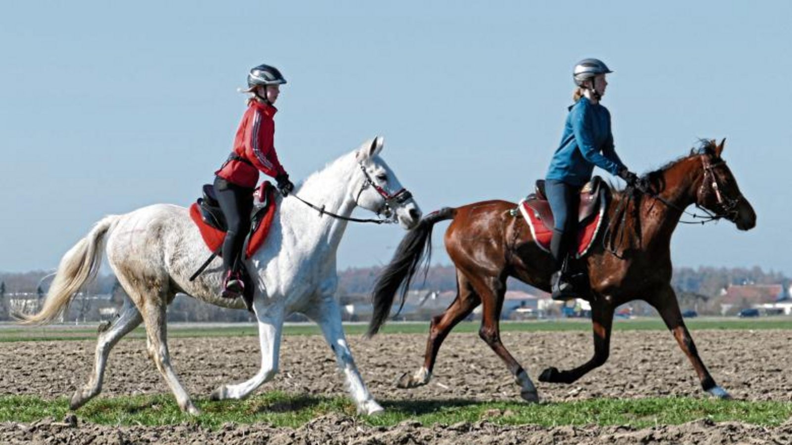 Finnja und Sina Röhm (von links) sicherten sich mit einem Reittempo von 16 Kilometern pro Stunde bei der Donautal-Distanz über 82 Kilometer den Sieg. Foto: privat