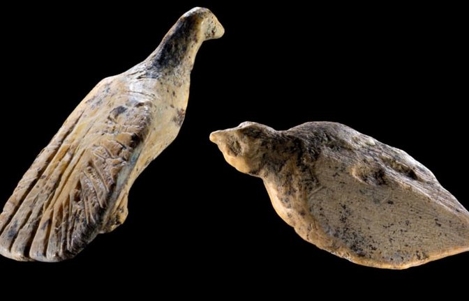 Mini-Vögel aus Elfenbein in Unesco-Höhle entdeckt.<span class='image-autor'>Ralf Ehmann/Universität Tübingen/dpa</span>