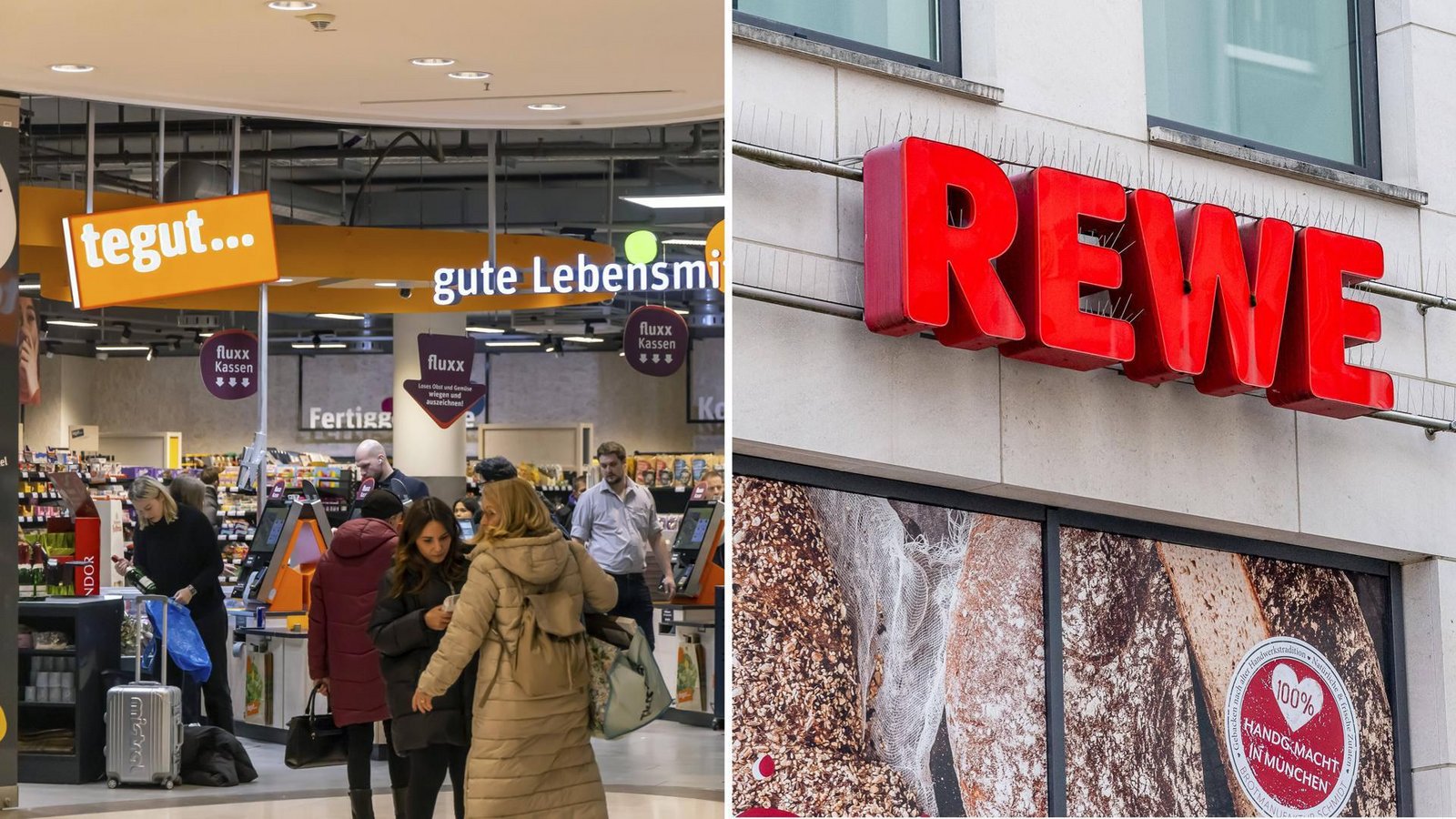 Die Marke Tegut wird wohl verschwinden, Rewe ist am Kauf von bis zu 40 Märkten interessiert.Foto: IMAGO//Arnulf Hettrich und Eibner