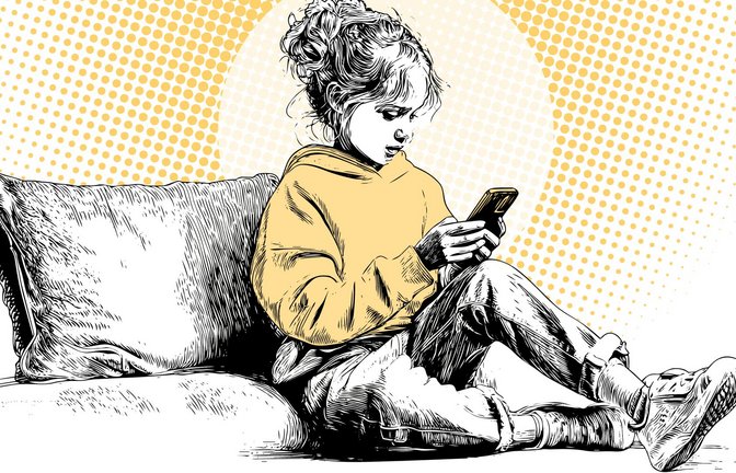 Das Smartphone gehört für die meisten Kinder zum Alltag.<span class='image-autor'>Illustration: KI/Midjourney/Sebastian Ruckaberle</span>