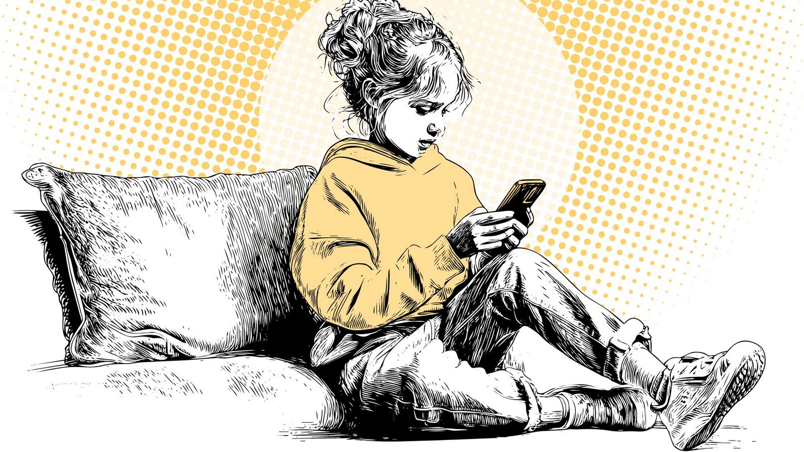 Das Smartphone gehört für die meisten Kinder zum Alltag.Illustration: KI/Midjourney/Sebastian Ruckaberle