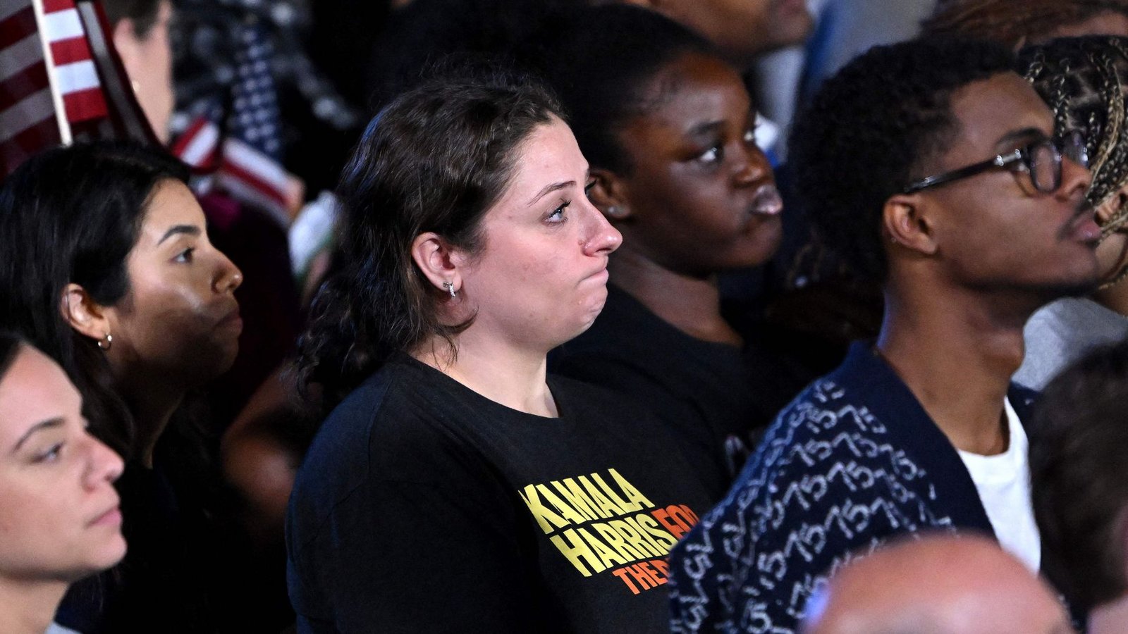 Von Unglauben bis Verzweiflung: Harris-Unterstützer auf der offiziellen Wahlparty der Demokraten auf dem Campus der Howard University in Washington D.C.Foto: AFP/SAUL LOEB