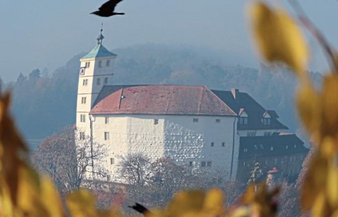 Der Vaihinger Kaltenstein zur Abwechslung in runder Form in Herbstdeko. Da passt auch die Krähe.  Foto: Arning