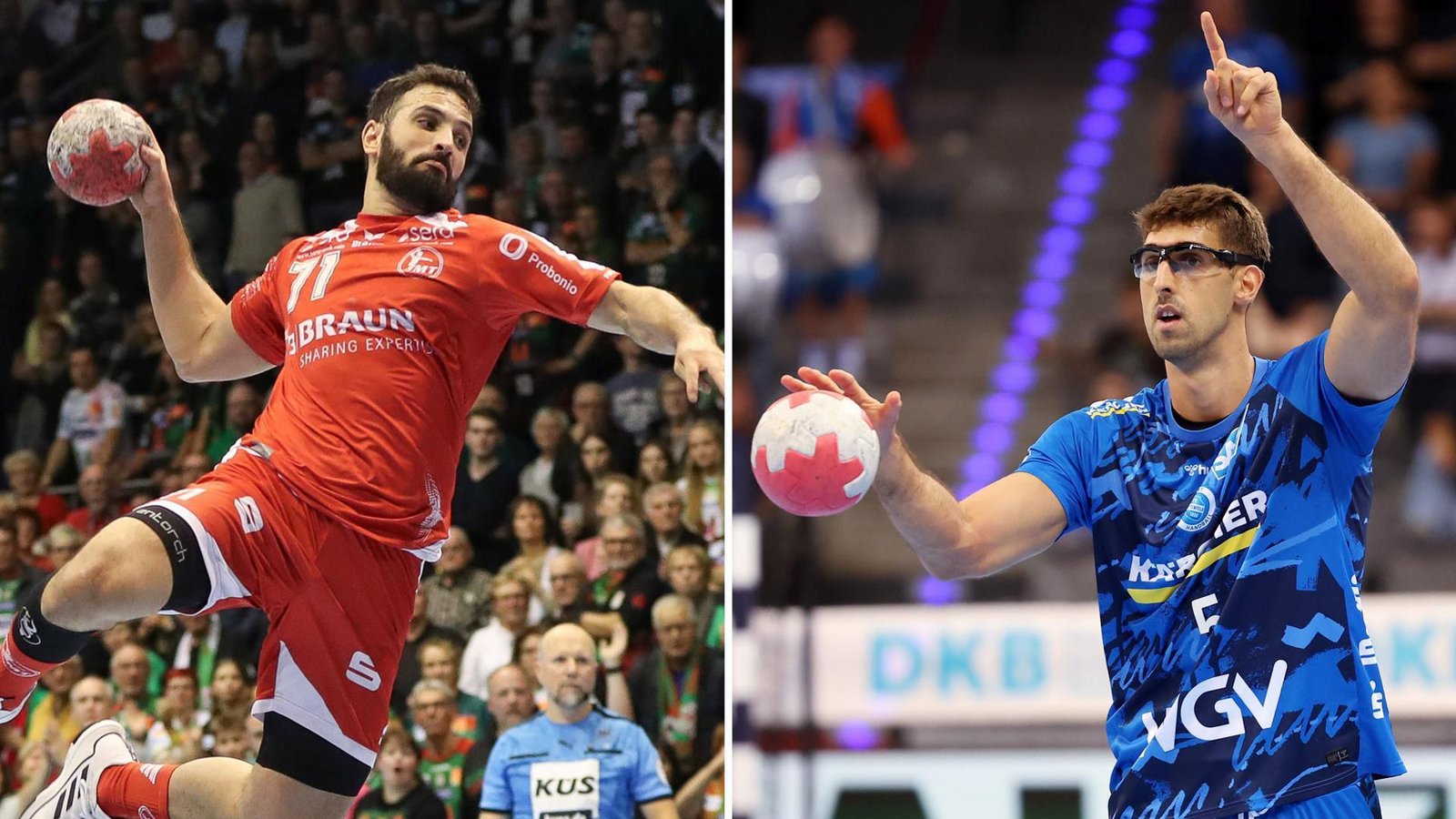 Wechselspiel im Rückraum: Darmoul (li.) kommt, Serradilla geht.Foto: IMAGO/Jan Huebner Wechselspiel im Rückraum: Darmoul (li.) kommt, Serradilla geht.Foto: IMAGO/Jan Huebner