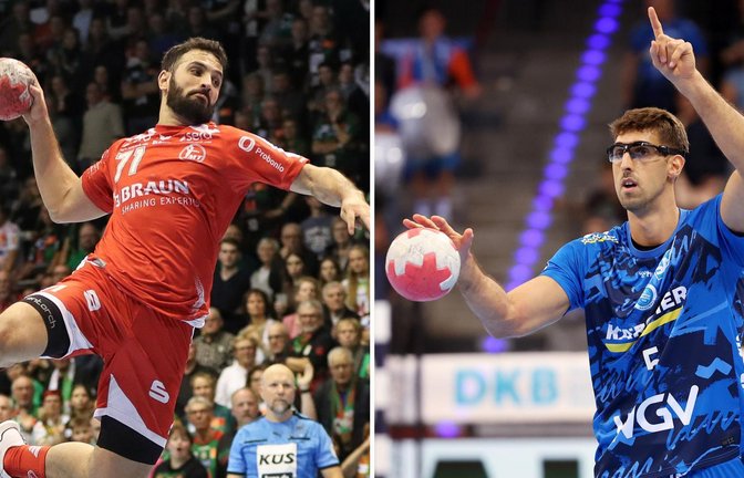 Wechselspiel im Rückraum: Darmoul (li.) kommt, Serradilla geht.<span class='image-autor'>Foto: IMAGO/Jan Huebner</span>