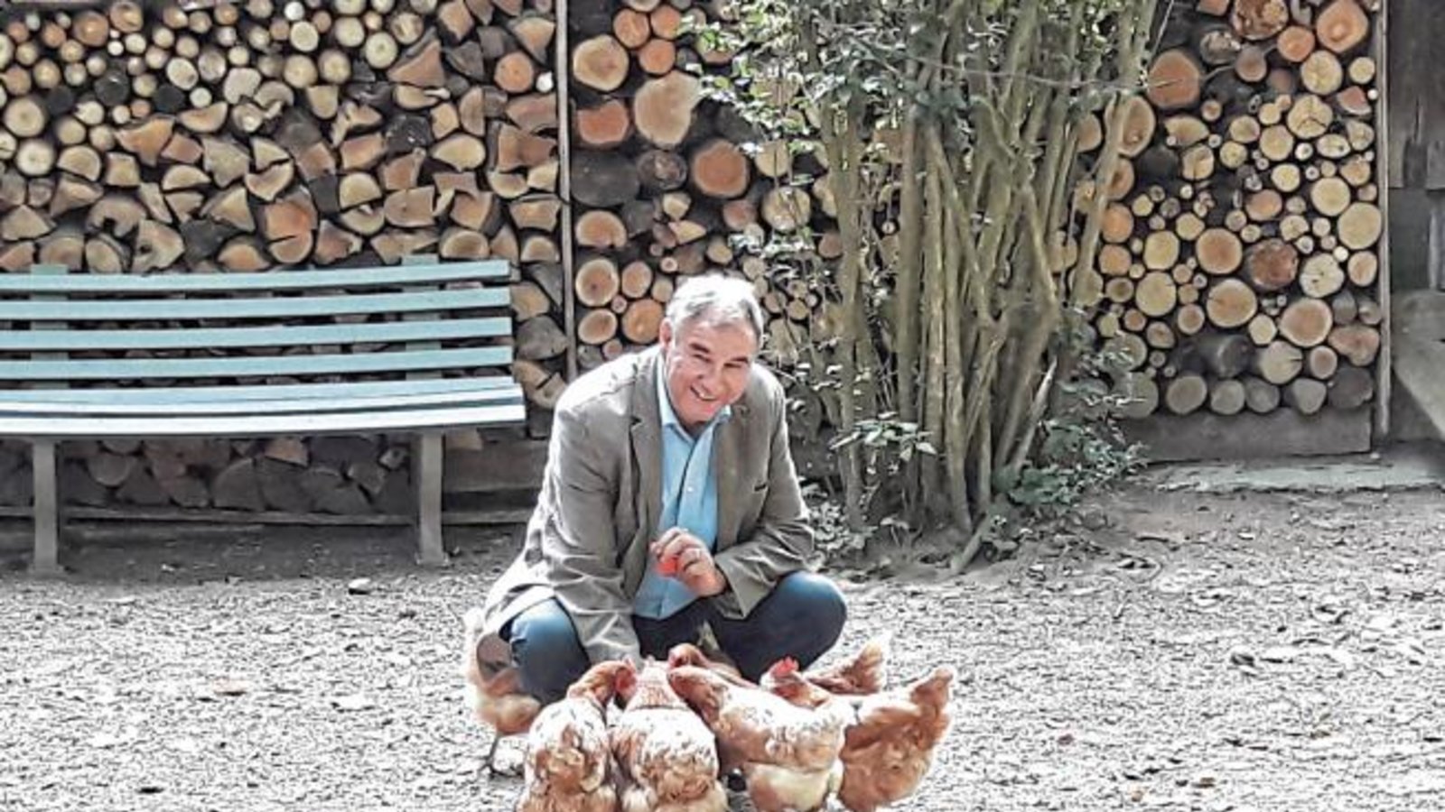 Zweites Frühstück für die Hühnerbande von Karl-Heinz Jäkel in Aurich.  Foto: Rücker
