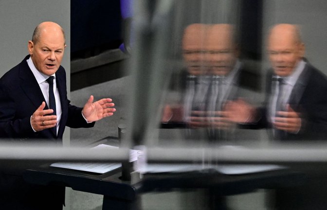 Olaf Scholz hat im Bundestag seine Regierungserklärung zum Ampel-Aus abgegeben.<span class='image-autor'>Foto: AFP/JOHN MACDOUGALL</span>
