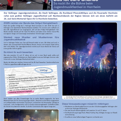 So rockt ihr die Bühne beim Jugendmusikfestival in Horrheim