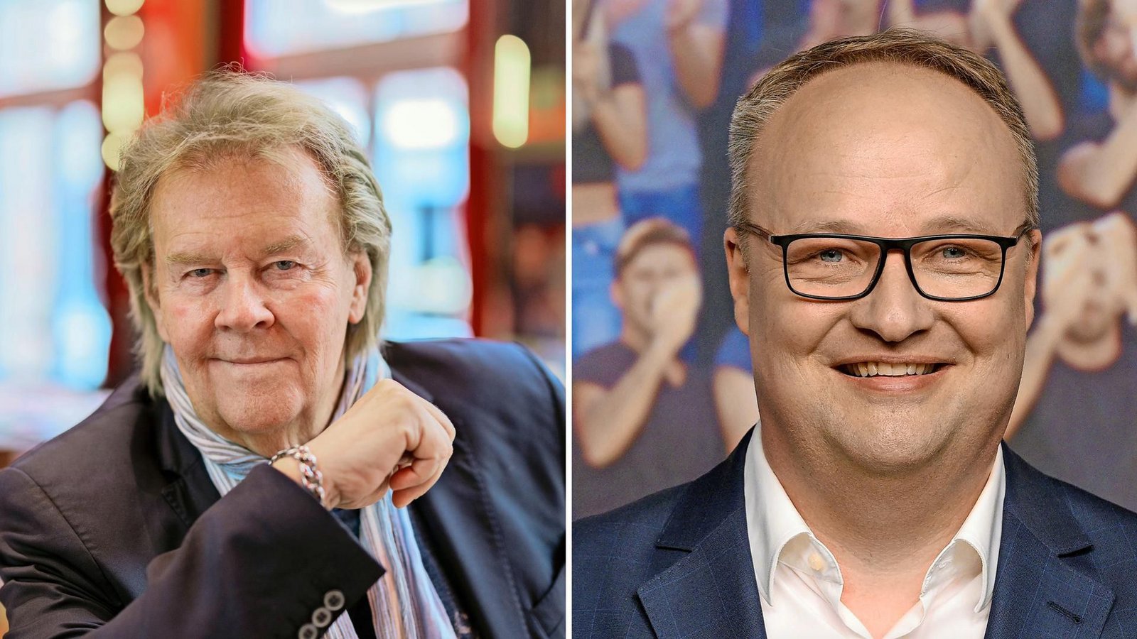 Zwischen Howard Carpendale (links) und Oliver Welke herrscht angespannte Stimmung.Foto: Rolf Vennenbernd/dpa/Collage STZN