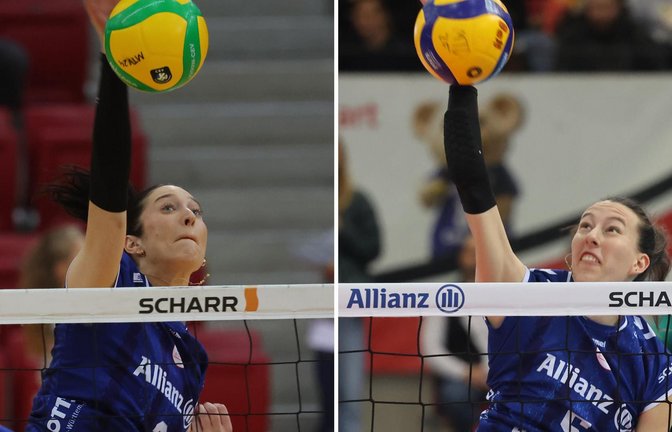Jasmine Gross (li.) und Lydia Grote spielen auch in der kommenden Saison für Allianz MTV Stuttgart.<span class='image-autor'>Foto: Pressefoto Baumann/Hansjürgen Britsch</span>