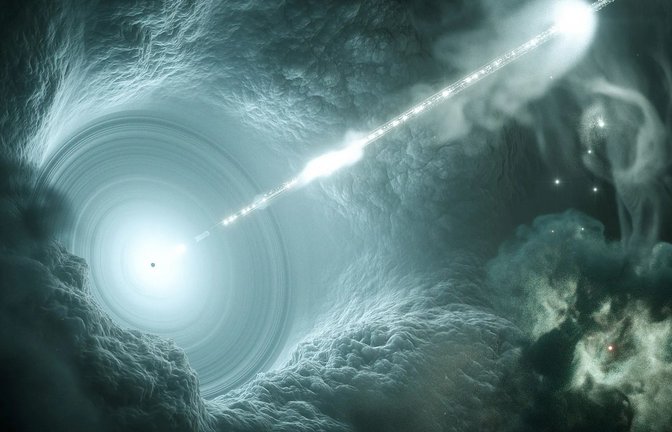 Blazare sind  Vertreter der Aktiven Galaktischen Kerne. Sie gehören hier zu den spektakulärsten und stärksten Repräsentanten.<span class='image-autor'>Foto: DESY/Science Communication Lab</span>