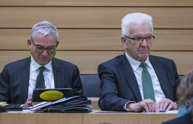 Zwei Männer auf der Zielgeraden ihrer politischen Karriere: Thomas Strobl (CDU) und Winfried Kretschmann (Grüne)<span class='image-autor'>Foto: imago/Arnulf Hettrich</span>
