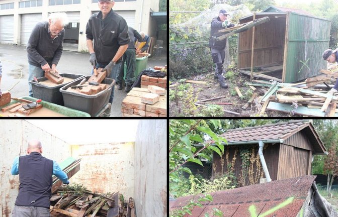Auch beim zweiten Arbeitseinsatz auf dem Gartenschaugelände sind wieder mehrere Freiwillige dabei.  <span class='image-autor'>Fotos: Banholzer</span>