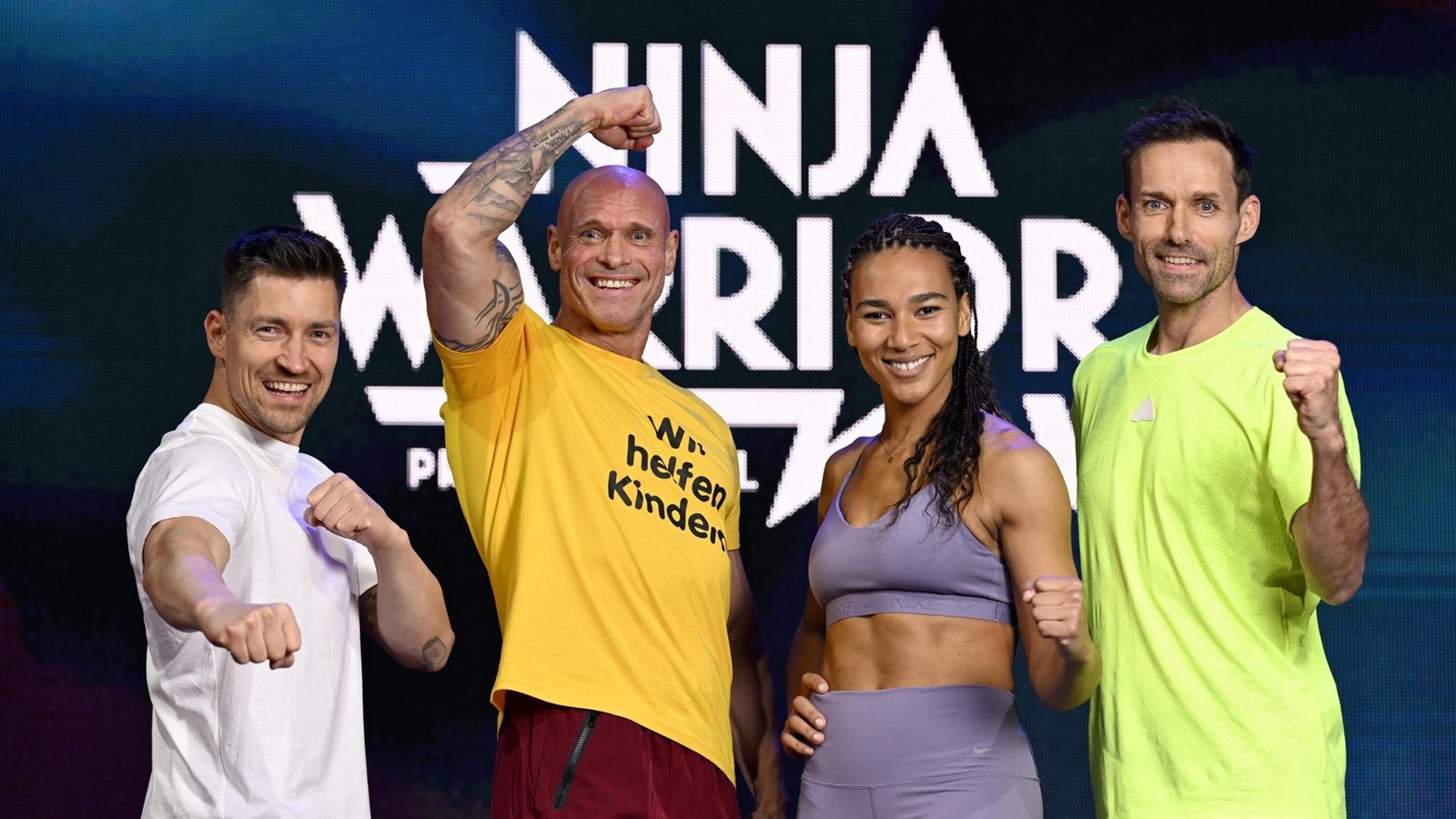 Das Team „Wonti" mit (v.l.) Philipp Boy, Thorsten Legat, Marie Mouroum und Sven Hannawald.Foto: RTL / Markus Hertrich Das Team „Wonti" mit (v.l.) Philipp Boy, Thorsten Legat, Marie Mouroum und Sven Hannawald.Foto: RTL / Markus Hertrich