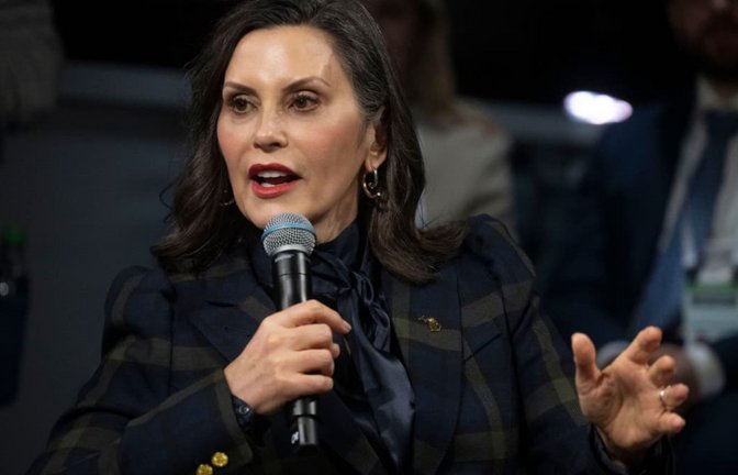 Gretchen Whitmer, Gouverneurin von Michigan, USA, bittet Ministerpräsident Özdemir um Unterstützung.<span class='image-autor'>Marijan Murat/dpa</span>