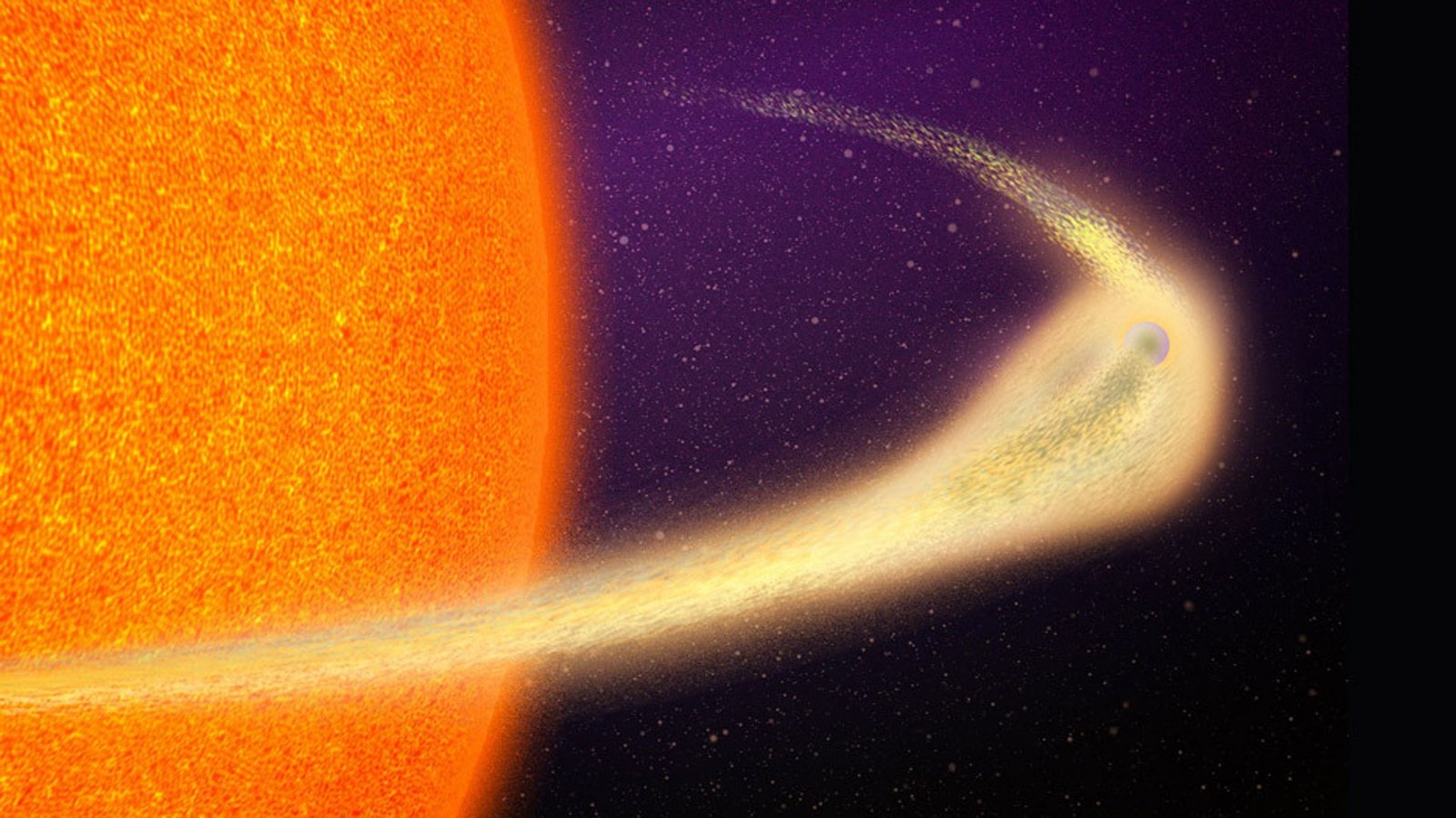 In nur 140 Lichtjahren Entfernung haben Astronomen einen zerfallenden Gesteinsplaneten mit neun Millionen Kilometer langem Kometenschweif entdeckt.Foto: © Jose-Luis Olivares/Massachusetts Institute of Technology (MIT) In nur 140 Lichtjahren Entfernung haben Astronomen einen zerfallenden Gesteinsplaneten mit neun Millionen Kilometer langem Kometenschweif entdeckt.Foto: © Jose-Luis Olivares/Massachusetts Institute of Technology (MIT)