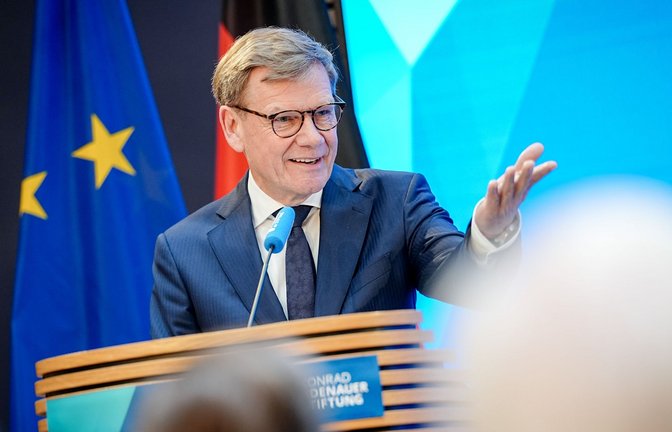 Johann Wadephul trug seine Ideen zur EU-Reform in der Konrad-Adenauer-Stiftung in Berlin vor.<span class='image-autor'>Foto: Kay Nietfeld/dpa</span>