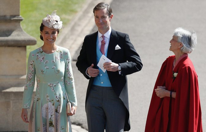 Pippa Middleton (l.) und James Matthews im Jahr 2018 bei der Hochzeit von Prinz Harry und Meghan Markle.<span class='image-autor'>Foto: picture alliance / Odd Andersen/PA Wire/dpa | Odd Andersen</span>