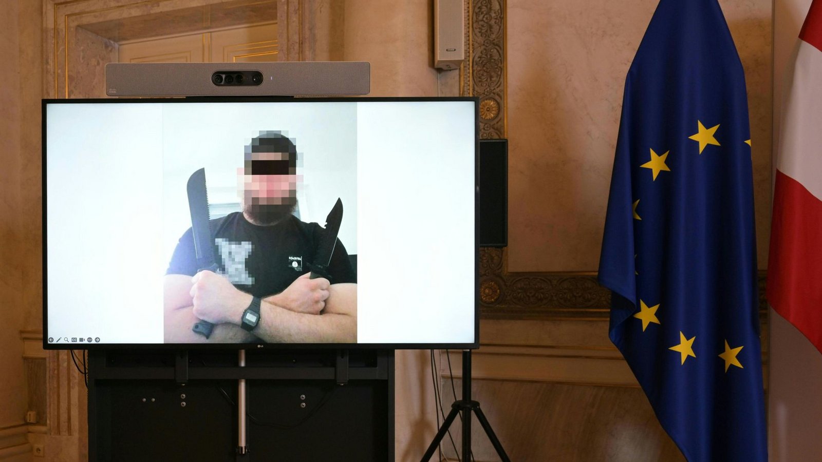 Das Bundesministerium für Inneres (BMI) zeigt am Donnerstag ein Foto des unter Terror-Verdacht festgenommenen mutmaßlichen Anhängers der Terrormiliz Islamischer Staat (IS), Beran A..Foto: dpa/Roland Schlager