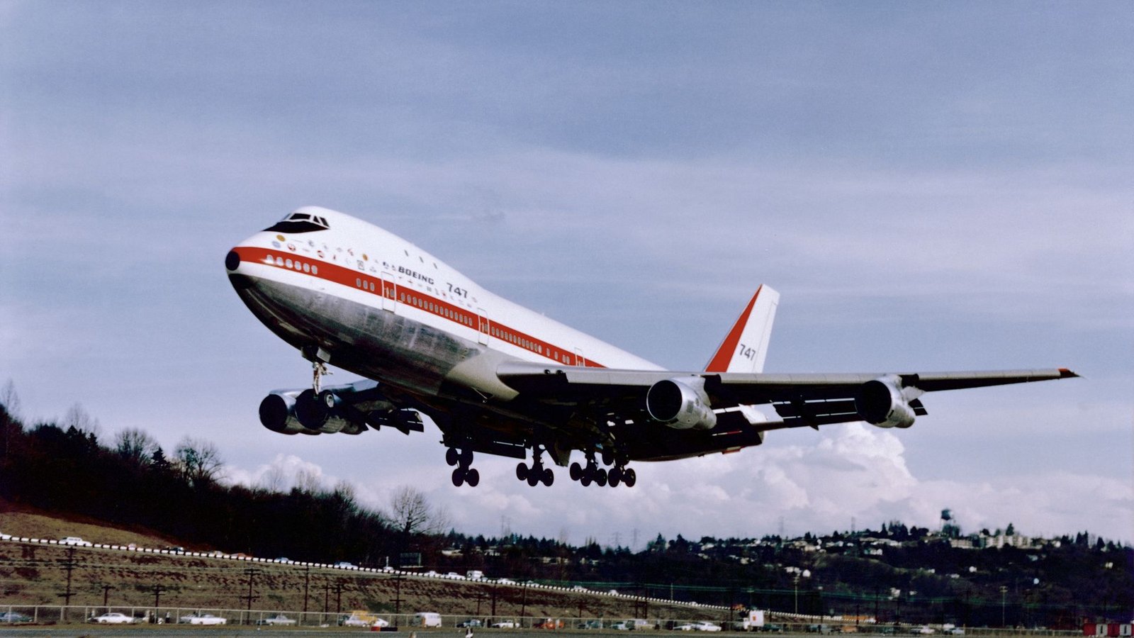 Start der ersten Boeing 747 auf dem Boeing Field in Seattle im Jahr 1969.Foto: Boeing/dpa