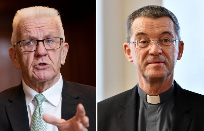 Unter anderem Ministerpräsident Winfried Kretschmann und Klaus Krämer, Bischof der Diözese Rottenburg-Stuttgart, gratulierten Papst Leo XIV. nach dessen Wahl.<span class='image-autor'>Foto: dpa/Christoph Schmidt / Martin Schutt/dpa-Zentralbild/dpa</span>