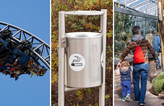 Vor allem, um Kinder und vulnerable Gruppen besser zu schützen, soll im Südwesten bald das Rauchverbot ausgeweitet werden – unter anderem wären davon auch der Freizeitpark Tripsdrill (links) und die Wilhelma (rechts) betroffen.<span class='image-autor'>Foto: IMAGO/Wirestock (2)/Lichtgut/Leif Piechowski</span>