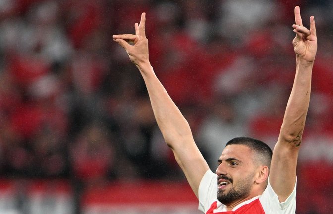 Merih Demiral von Atalanta Bergamo bejubelt seinen Treffer zum 2:1 gegen Österreich.<span class='image-autor'>Foto: dpa/Sebastian Christoph Gollnow</span>