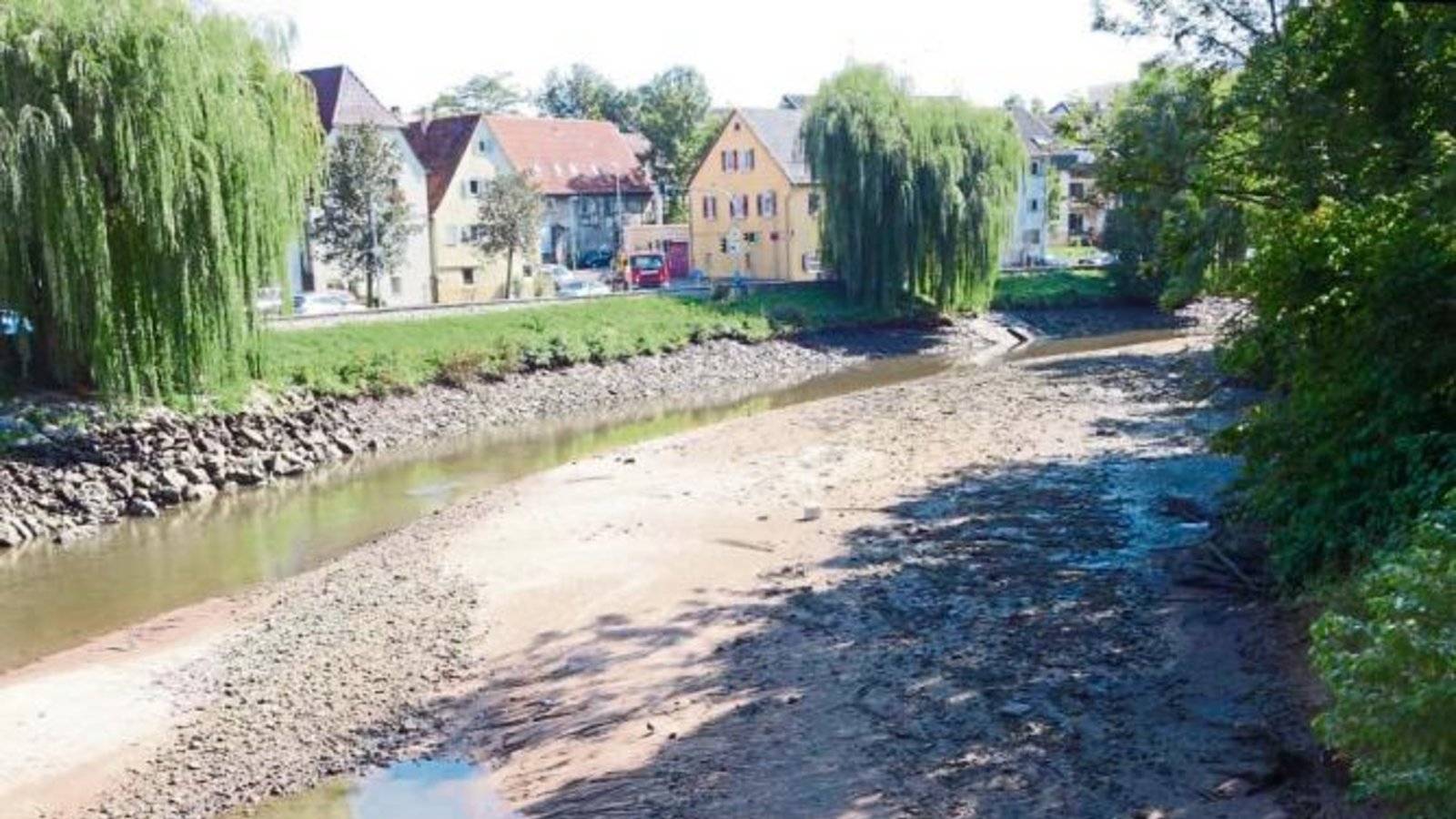 Die kommenden drei Wochen wird aufgrund von Reparaturarbeiten am Wehr bei der Vaihinger Mühle der Wasserstand der Enz niedrig gehalten. Am Wochenende darf wieder mehr Wasser fließen, um mit den Stocherkähnen fahren zu können, sagt Johannes Dietz, Pressesprecher der Stadt. Dann können auch die Fische wieder aufatmen. Foto: Rücker Die kommenden drei Wochen wird aufgrund von Reparaturarbeiten am Wehr bei der Vaihinger Mühle der Wasserstand der Enz niedrig gehalten. Am Wochenende darf wieder mehr Wasser fließen, um mit den Stocherkähnen fahren zu können, sagt Johannes Dietz, Pressesprecher der Stadt. Dann können auch die Fische wieder aufatmen. Foto: Rücker