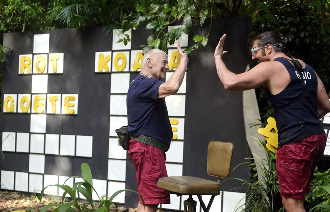 Goete? Finde den Fehler. Heinz Hoenig und Fabio Knez (rechts) sind zumindest mit sich zufrieden.<span class='image-autor'>Foto: RTL / Stefan Thoyah/Tag 6</span>