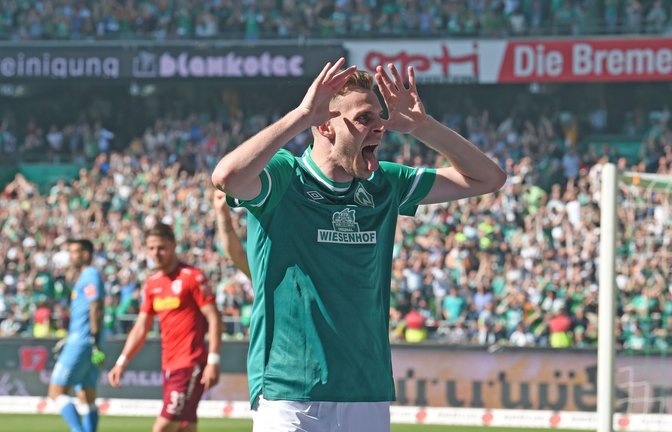 Werders Marvin Ducksch bejubelt sein Tor zum 2:0.<span class='image-autor'>Foto: Carmen Jaspersen/dpa</span>