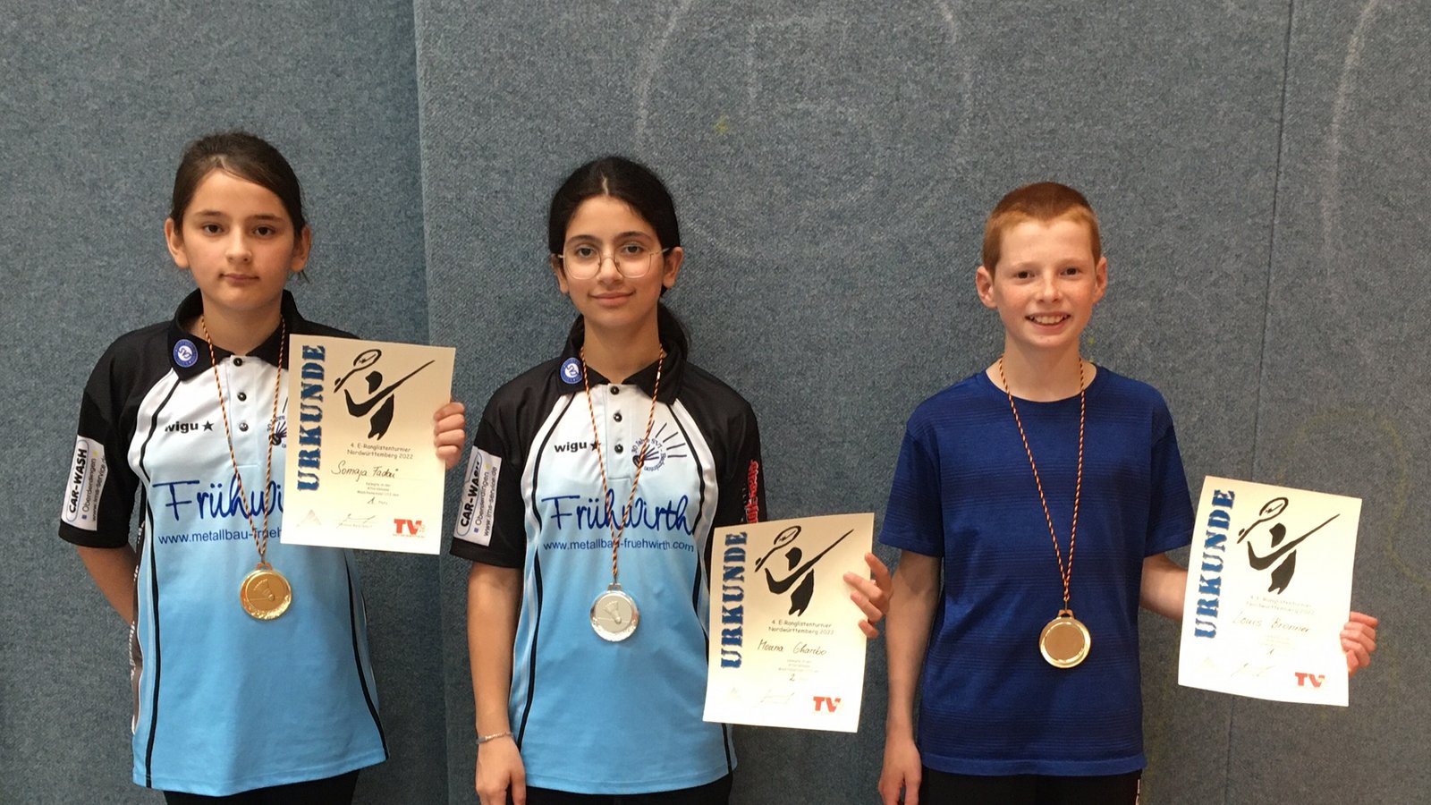 Somaja Fadai, Mouna Gharibo und Louis Bronner (von links) vom SV Illingen haben das Teilnehmerfeld bei der U-13-Rangliste in Bad Mergentheim dominiert. Foto: privat