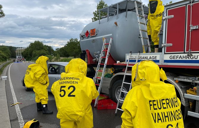 Gefahrstoffzug Vaihingen: Aufwendige Übungseinheiten sind nötig. <span class='image-autor'>Foto: Feuerwehr Vaihingen</span>