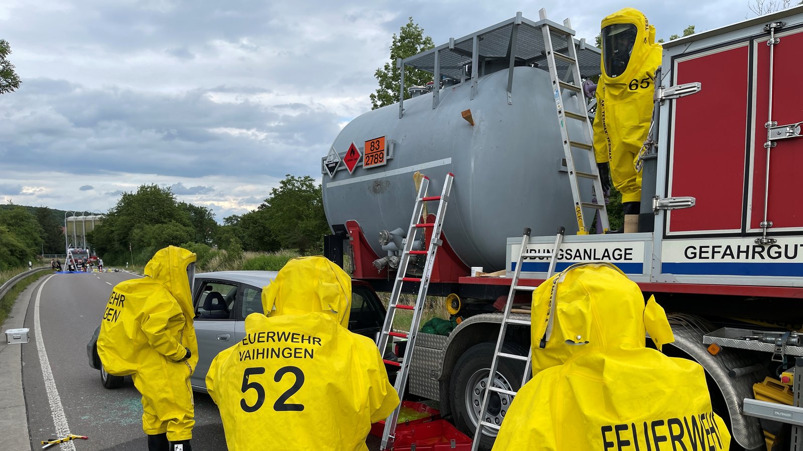 Gefahrstoffzug Vaihingen: Aufwendige Übungseinheiten sind nötig. Foto: Feuerwehr Vaihingen