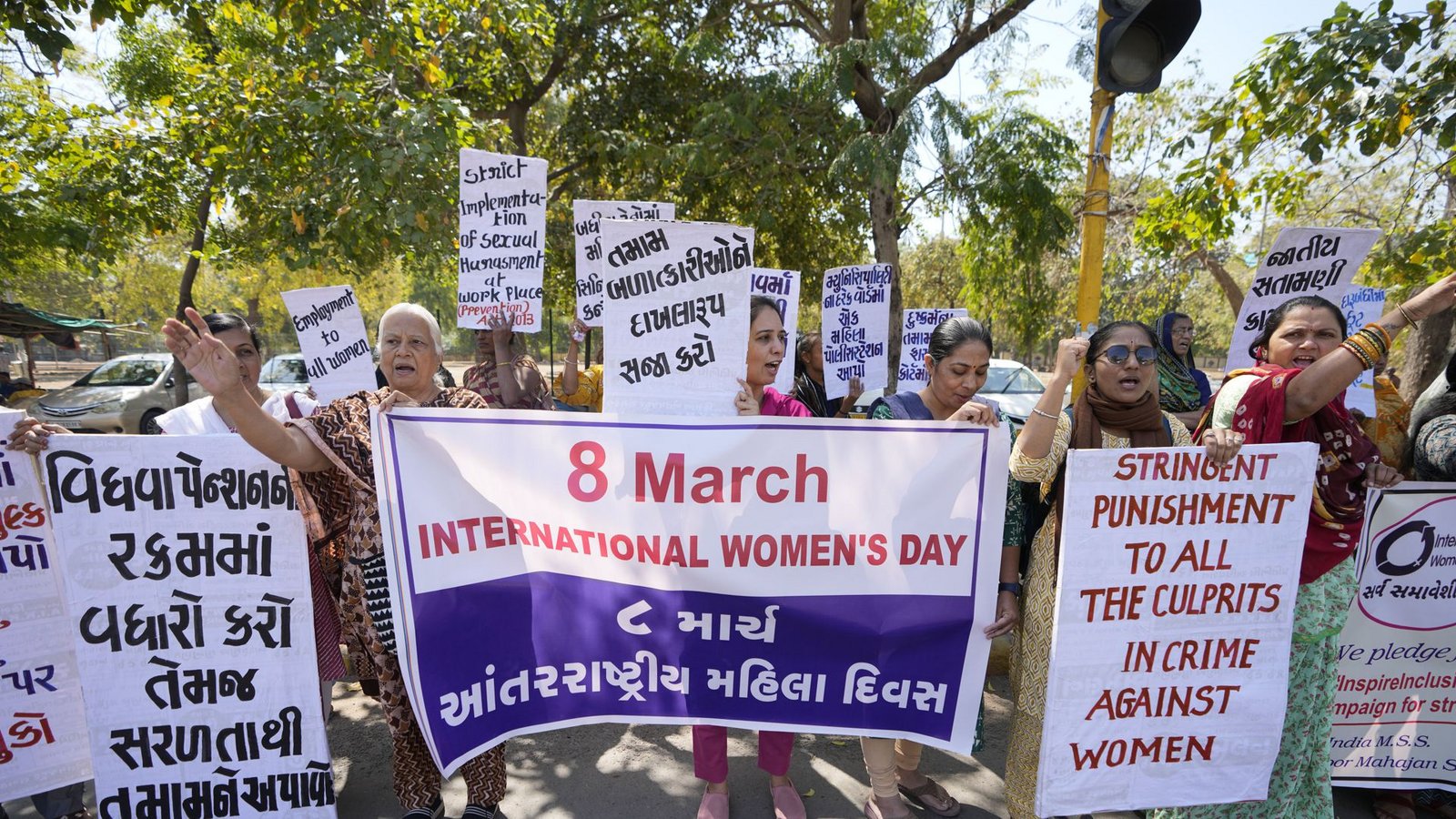 Im indischen Ahmedabad protestierten am Vorabend des Internationalen Frauentags Aktivistinnen verschiedener Organisationen.Foto: dpa/Ajit Solanki Im indischen Ahmedabad protestierten am Vorabend des Internationalen Frauentags Aktivistinnen verschiedener Organisationen.Foto: dpa/Ajit Solanki