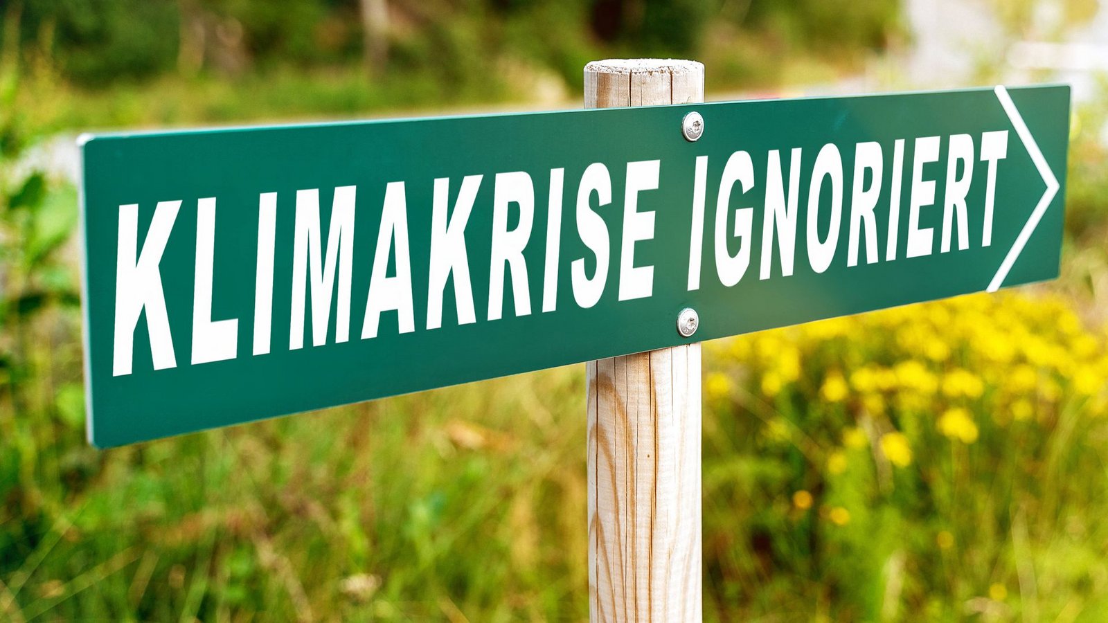 Klimakrise ignoriert, steht auf einem Schild: Symbolisch für Ignoranz und nicht Einhaltung der Klimaziele zur Abwehr des globalen bzw. weltweiten Klimawandels.Foto: Imago/Bihlmayerfotografie