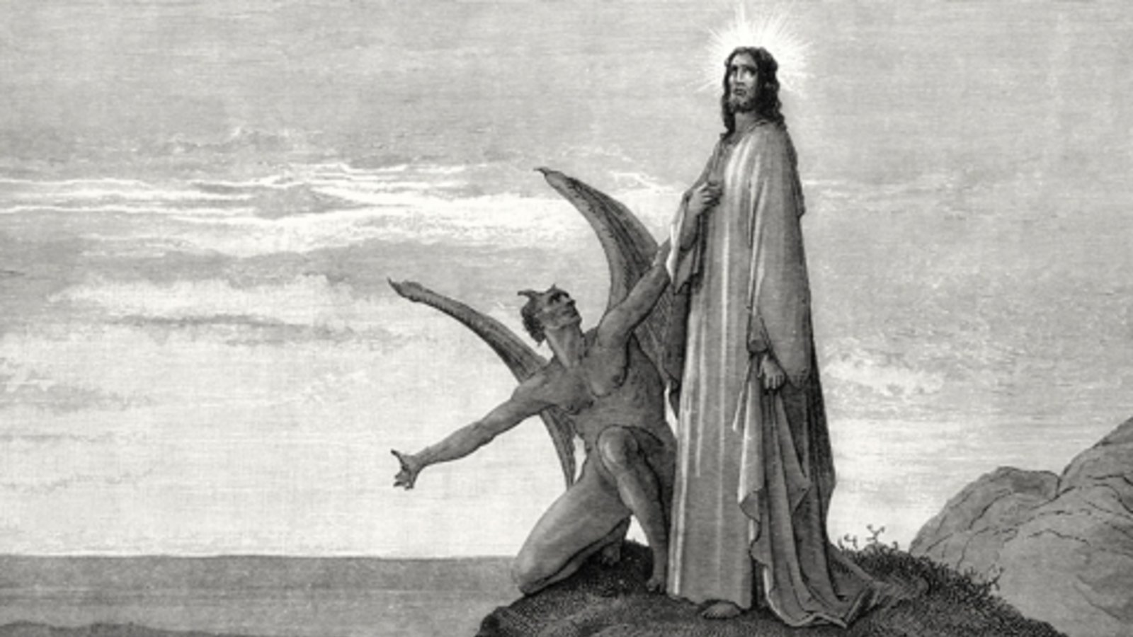 Der Teufel versucht Jesus in der Wüste (Illustration von Gustave Doré , 1832-1883).Foto: Mauritius images Der Teufel versucht Jesus in der Wüste (Illustration von Gustave Doré , 1832-1883).Foto: Mauritius images