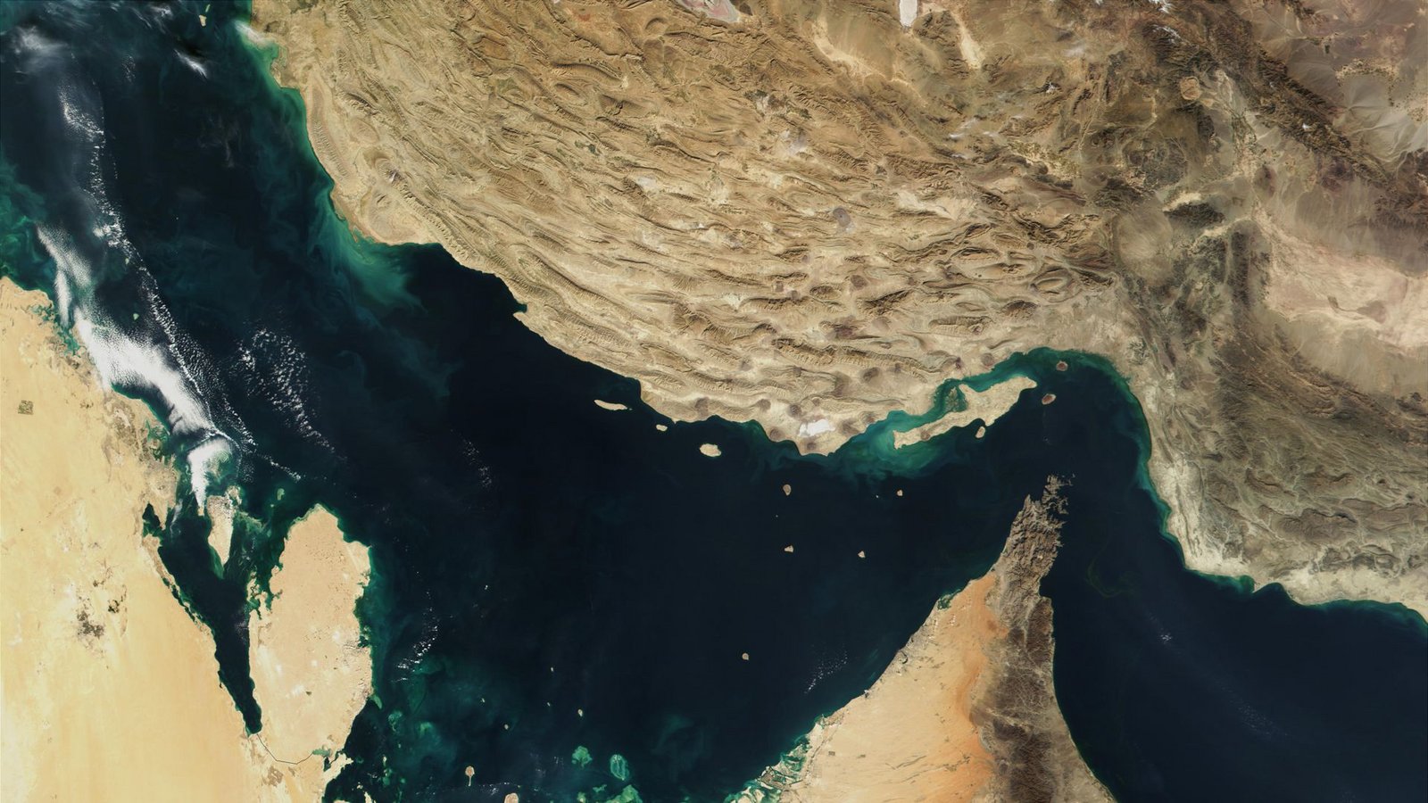 Die Straße von Hormus auf einem Satellitenbild.Foto: -/The Visible Earth/NASA/dpa Die Straße von Hormus auf einem Satellitenbild.Foto: -/The Visible Earth/NASA/dpa
