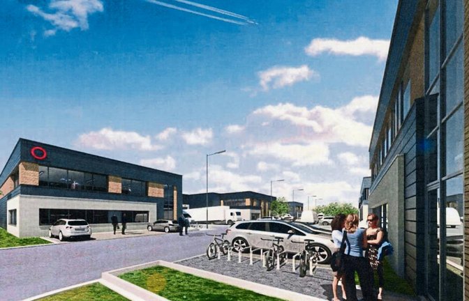 So soll der Businesspark aussehen, den die Firma Segro auf der Südseite des Eichwaldgeländes plant. Der Zweckverband Eichwald wird von den Kommunen Sachsenheim, Oberriexingen, Bietigheim-Bissingen und Sersheim betrieben. Grafik: p
