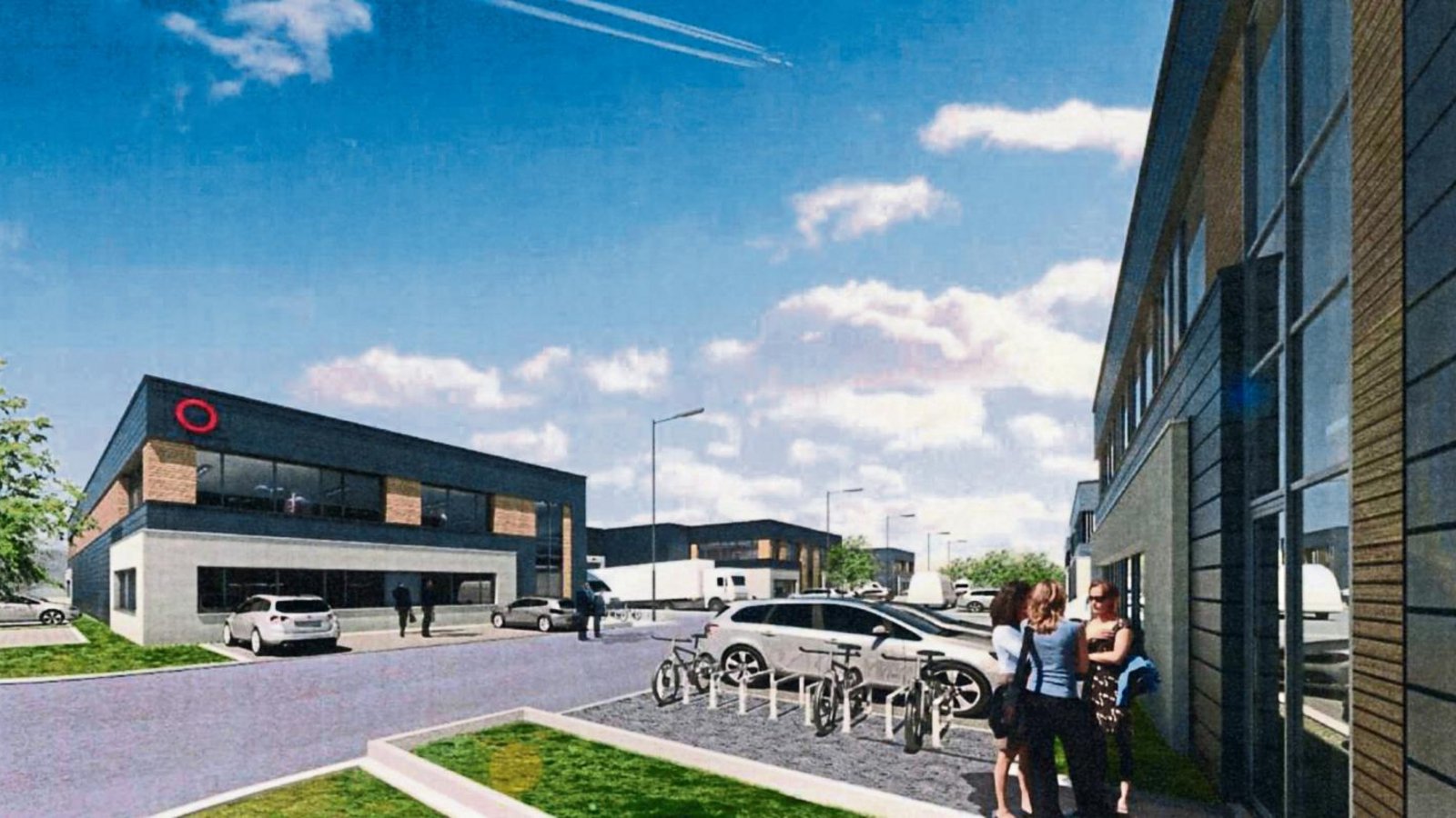 So soll der Businesspark aussehen, den die Firma Segro auf der Südseite des Eichwaldgeländes plant. Der Zweckverband Eichwald wird von den Kommunen Sachsenheim, Oberriexingen, Bietigheim-Bissingen und Sersheim betrieben. Grafik: p