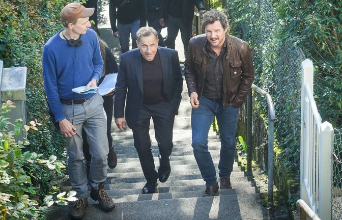 Beim neuen „Tatort“ des Regisseurs Dietrich Brüggemann sind die Schauspieler Richie Müller und Felix Klare viel auf Stuttgarts Staffeln unterwegs.<span class='image-autor'>Foto: Ferdinando Iannone</span>