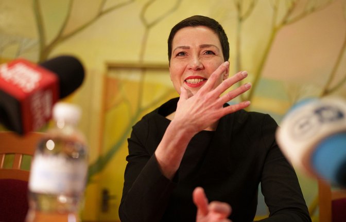 Maria Kolesnikowa in Freiheit<span class='image-autor'>Foto: Evgeniy Maloletka/AP/dpa</span>