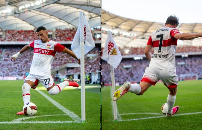 Badredine Bouanani (links) und Maximilian Mittelstädt waren gegen den FC Everton für die Hereingabe der Eckbälle zuständig.<span class='image-autor'>Imago/Nordphoto</span>