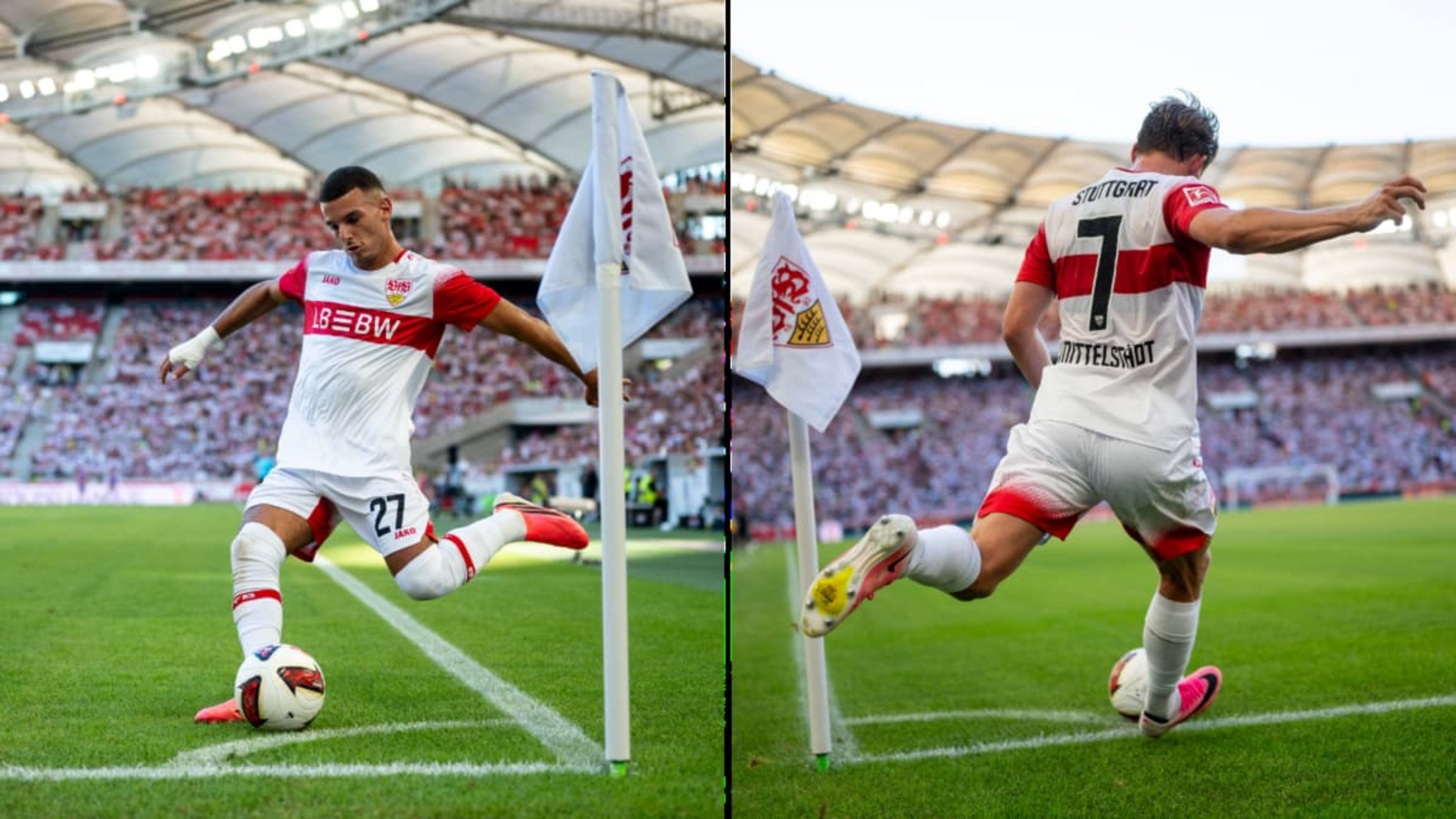 Badredine Bouanani (links) und Maximilian Mittelstädt waren gegen den FC Everton für die Hereingabe der Eckbälle zuständig.Imago/Nordphoto Badredine Bouanani (links) und Maximilian Mittelstädt waren gegen den FC Everton für die Hereingabe der Eckbälle zuständig.Imago/Nordphoto