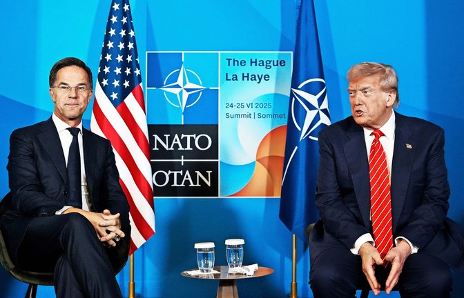 US-Präsident Donald Trump (re.) und Nato-Generalsekretär Mark Rutte war die Hauptdarsteller des Nato-Gipfels in Den Haag.<span class='image-autor'>Foto: Alex Brandon/AP/dpa</span>