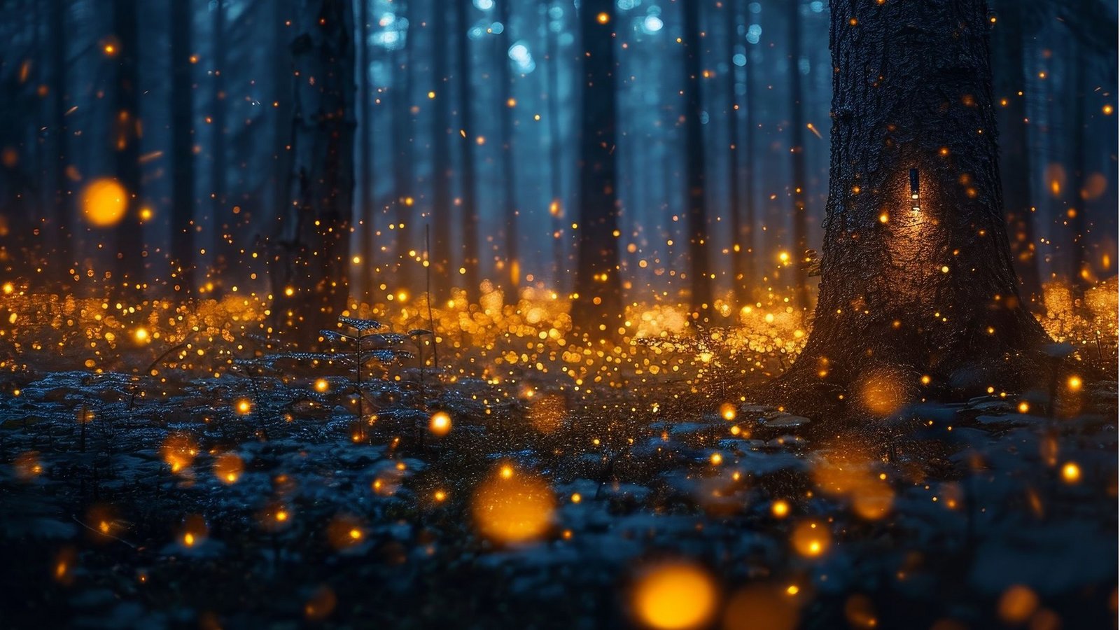 Leuchtende Glühwürmchen-Symphonie in der Abenddämmerung in einem Wald.Foto: Imago/Panthermedia