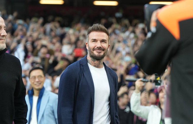 Der ehemalige englische  Nationalspieler David Beckham ist auf dem Cover von EA SPORTS FC 25 zu sehen.<span class='image-autor'>Foto: IMAGO/Newscom / SCMP/IMAGO/Sam Tsang</span>