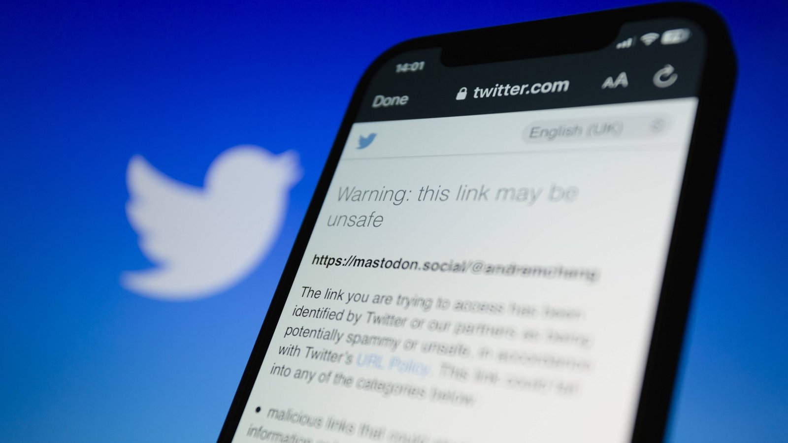 Links zu Plattformen wie Mastodon sind auf Twitter künftig verboten.Foto: IMAGO/ZUMA Wire/IMAGO/Andre M. Chang
