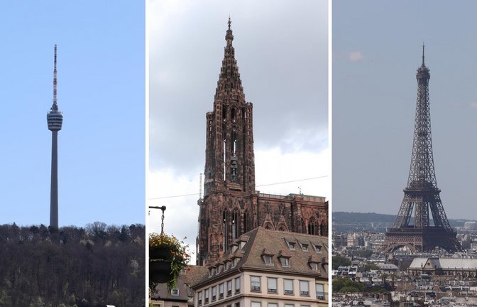 Stuttgarter Fernsehturm, Straßburger Münster, Pariser Eiffelturm: Über diese Stationen ist unser Reporter mit dem Deutschlandticket bis in die französische Hauptstadt gefahren.<span class='image-autor'>Foto: Julian Meier</span>