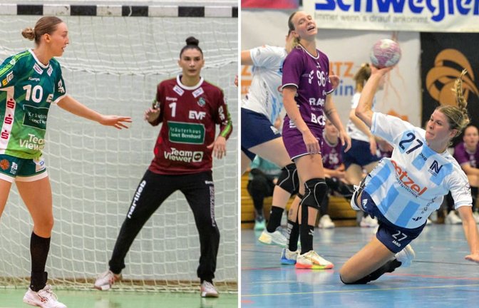 Matilda Ehlert (li.) und Torhüterin Mikaela Possatti sind neu bei Frisch Auf,&nbsp; Sina Ehmann (re.) wechselte aus Göppingen zur Sport-Union Neckarsulm.<span class='image-autor'>Imago</span>